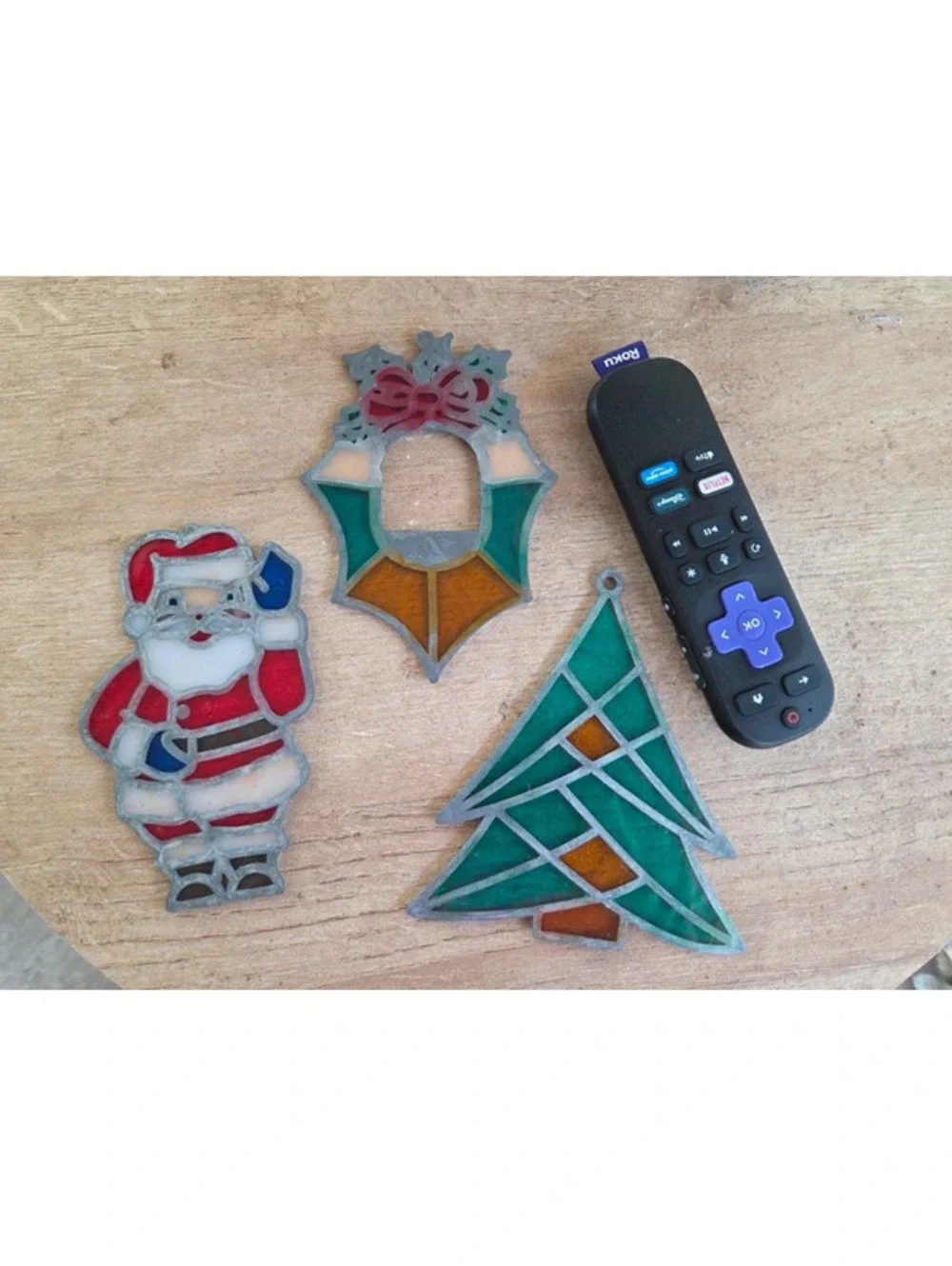VTG Faux stained glass ornaments.